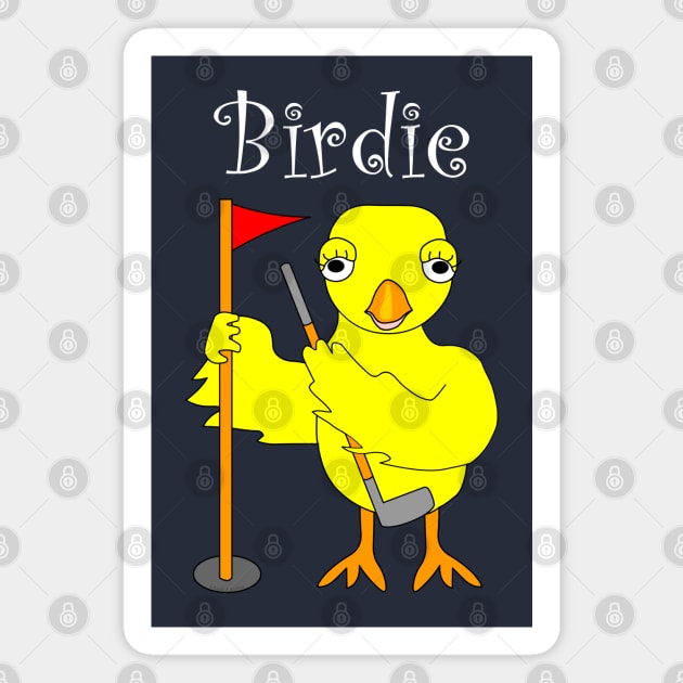 Birdie Golfing Chick White Text Magnet by Barthol Graphics